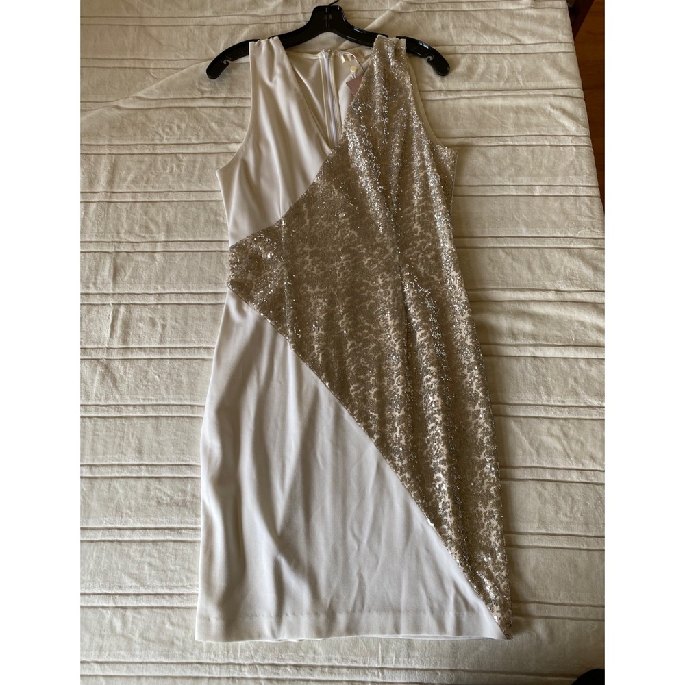 Erin Fetherson cocktail Dress size 12 cream white and sequins NWT